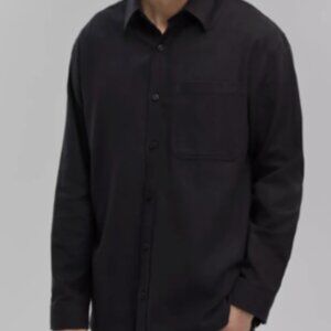 Mode of One Men's Relaxed-Fit Flannel Shirt Deep Black Size XXL
